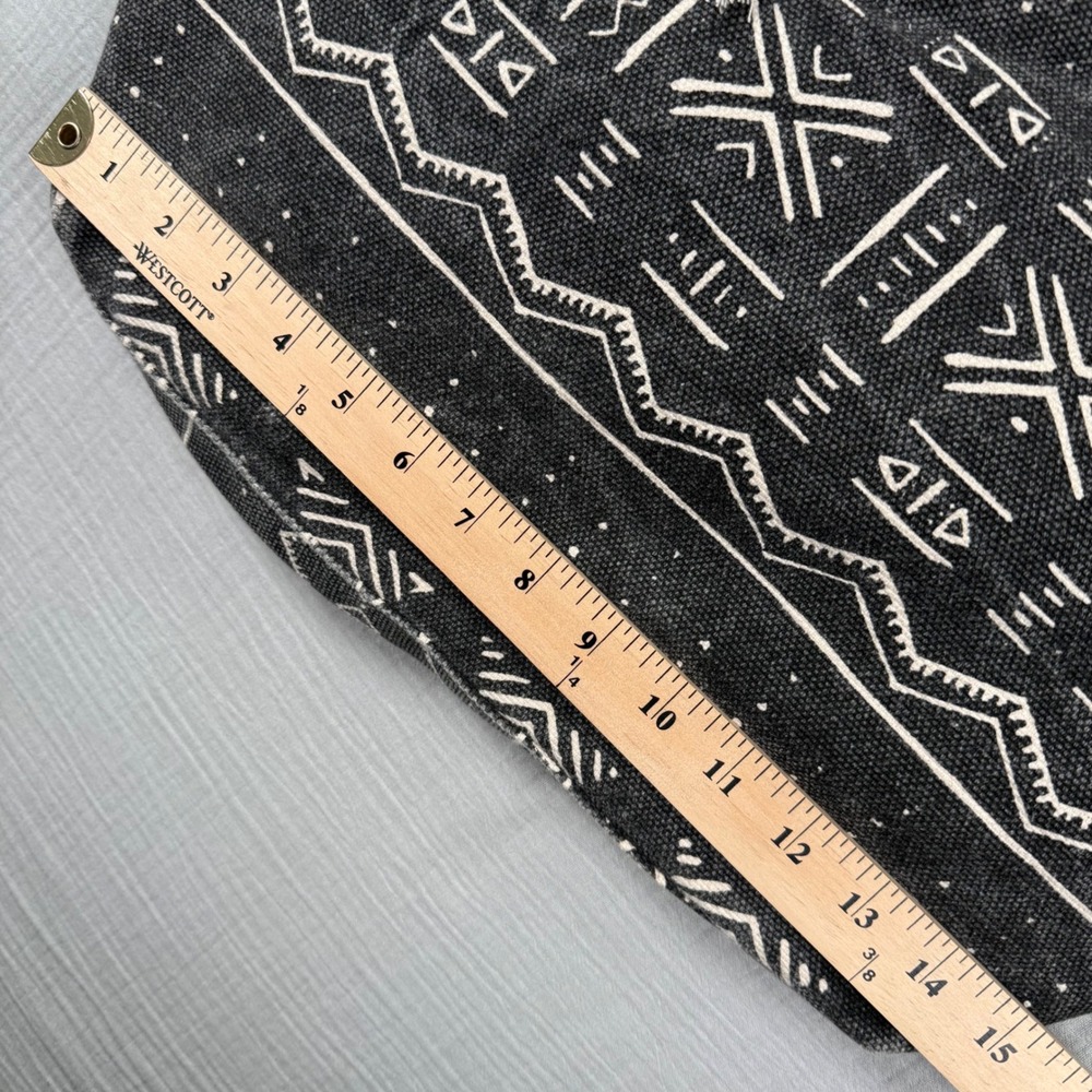 Billabong Womens Tote Bag Black Woven Canvas Tribal Boho Fringed Straps Surfer - Picture 6 of 10